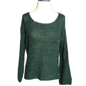 ANIMALE Metallic Green Scoop Neck Sweater Size Medium.EUC!